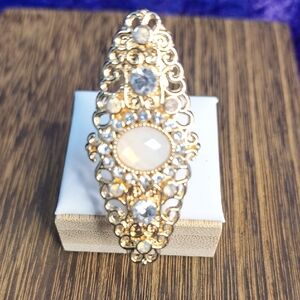 Elegant Gold and Silver Filigree Ring. Size 7.5